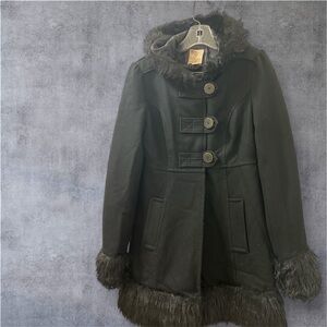 Tulle Black Teddy Jacket with Faux Fur Trim